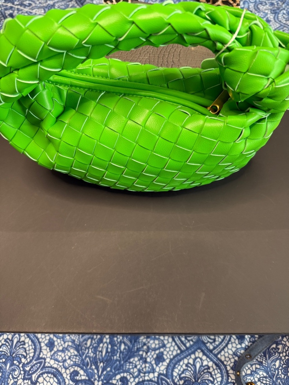 Vibrant Green Woven Hobo Bag - Women